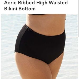 Brand New with Tags! Aerie Ribbed High Waisted Bikini Bottom. Black. Size M.